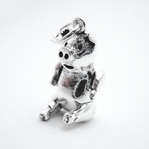 Movable Sterling Silver Pig Pendant